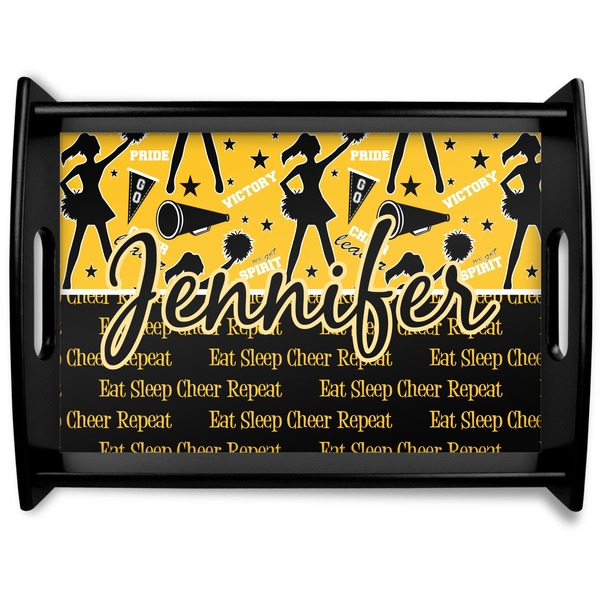 Custom Cheer Black Wooden Tray - Large (Personalized)