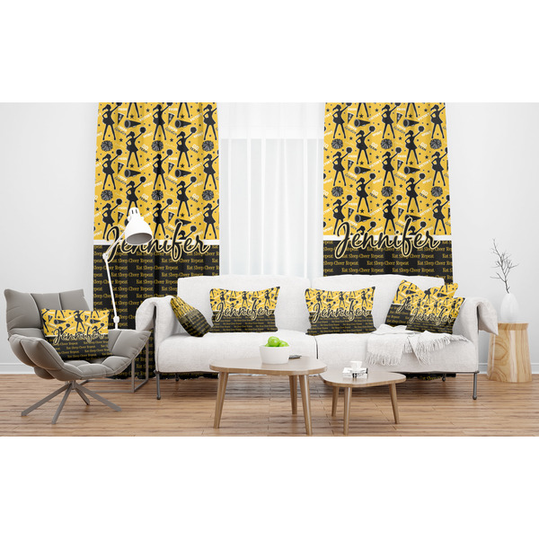 Cheer Sheer and Custom Curtains in Room with Matching Pillows