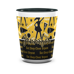 Cheer Ceramic Shot Glass - 1.5 oz - Two Tone - Set of 4 (Personalized)