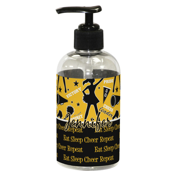 Custom Cheer Plastic Soap / Lotion Dispenser (8 oz - Small - Black) (Personalized)