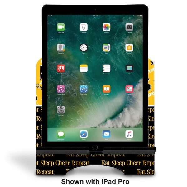 Cheer Stylized Tablet Stand - Front with ipad
