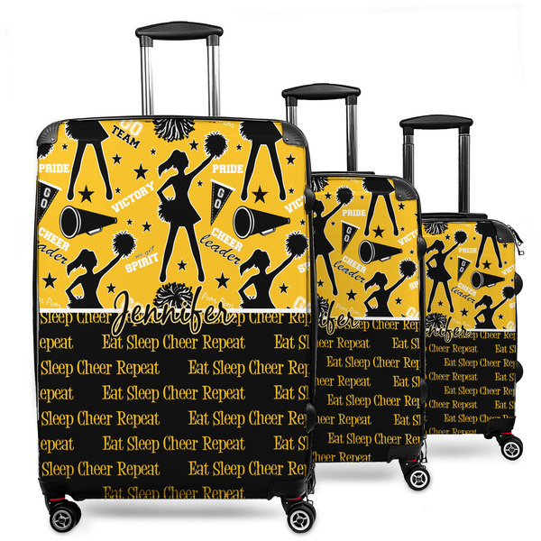Custom Cheer 3 Piece Luggage Set - 20" Carry On, 24" Medium Checked, 28" Large Checked (Personalized)