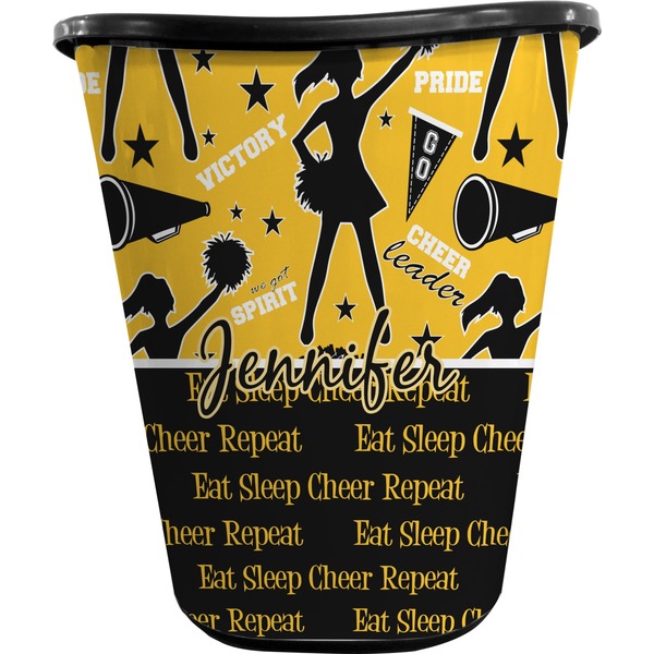 Custom Cheer Waste Basket - Double Sided (Black) (Personalized)