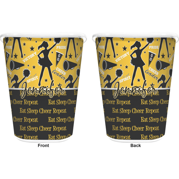 Cheer Trash Can White - Front and Back - Apvl