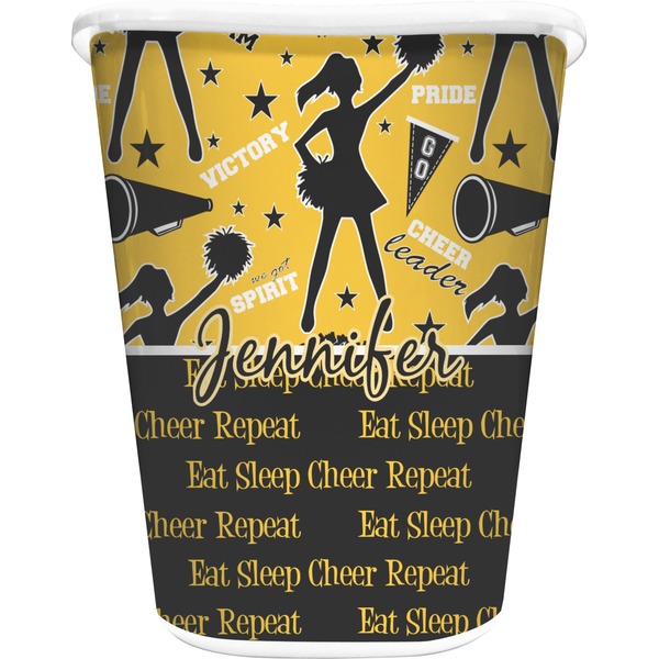 Custom Cheer Waste Basket - Double Sided (White) (Personalized)