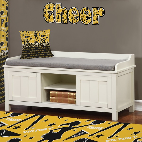 Cheer Wall Name Decal Above Storage bench