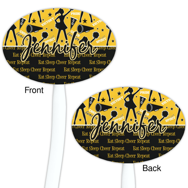 Cheer White Plastic 7" Stir Stick - Double Sided - Oval - Front & Back