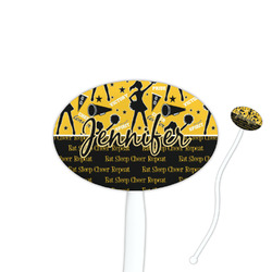 Cheer 7" Oval Plastic Stir Sticks - White - Single Sided (Personalized)