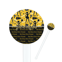 Cheer 7" Round Plastic Stir Sticks - White - Double Sided (Personalized)