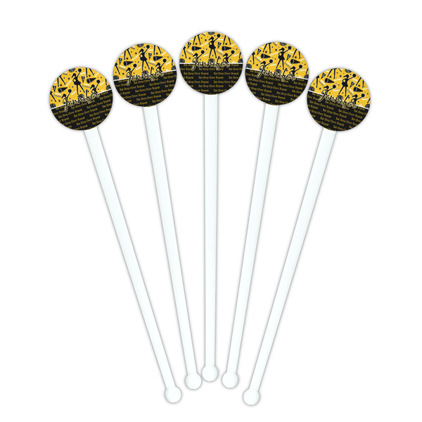 Cheer White Plastic 7" Stir Stick - Round - Fan View