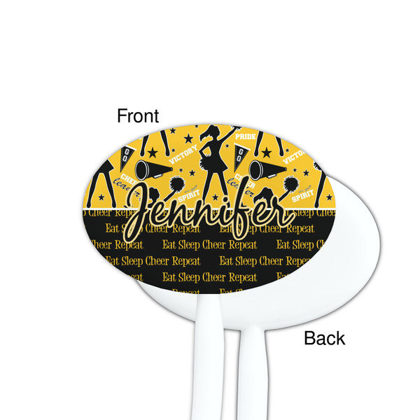 Cheer White Plastic 7" Stir Stick - Single Sided - Oval - Front & Back