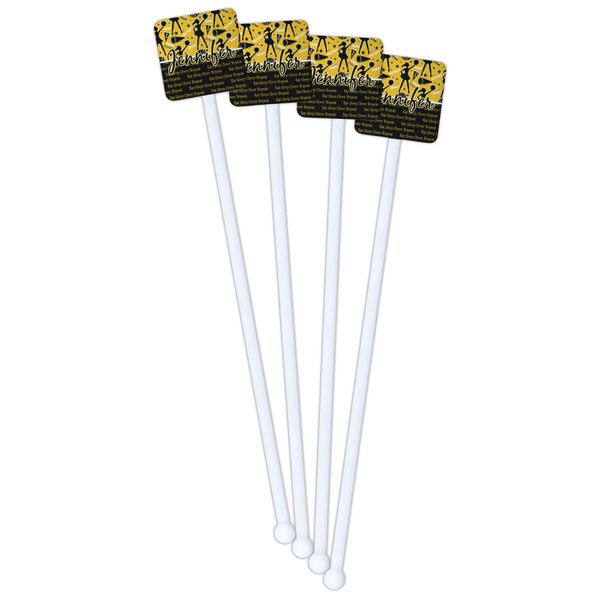 Cheer White Plastic Stir Stick - Double Sided - Square - Front