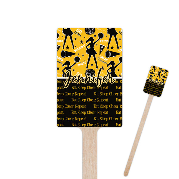 Custom Cheer 6.25" Rectangle Wooden Stir Sticks - Single Sided (Personalized)