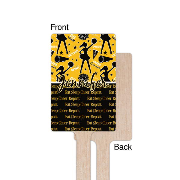 Cheer Wooden 6.25" Stir Stick - Rectangular - Single - Front & Back