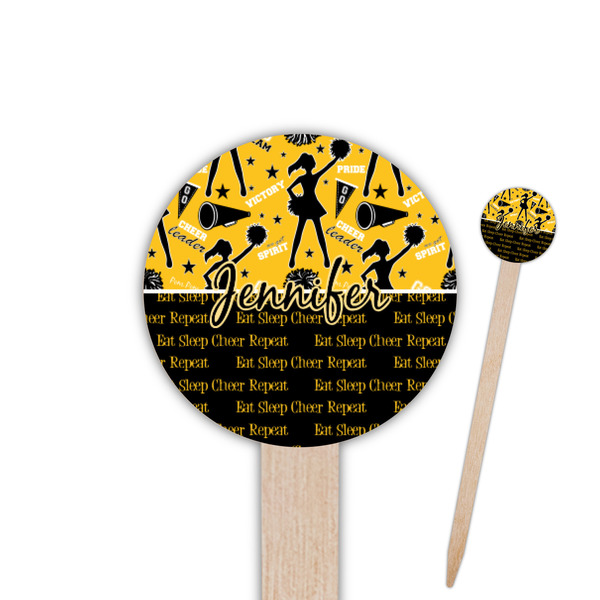Custom Cheer 6" Round Wooden Food Picks - Single Sided (Personalized)