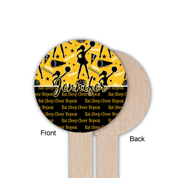 Cheer Wooden 6" Food Pick - Round - Single Sided - Front & Back