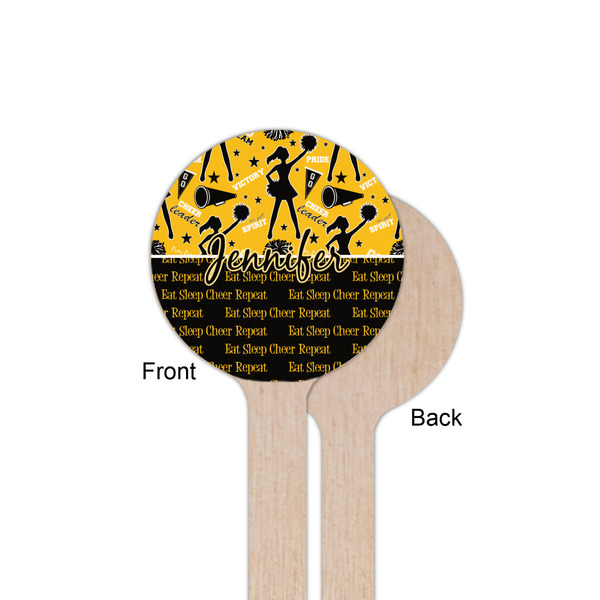 Cheer Wooden 6" Stir Stick - Round - Single Sided - Front & Back