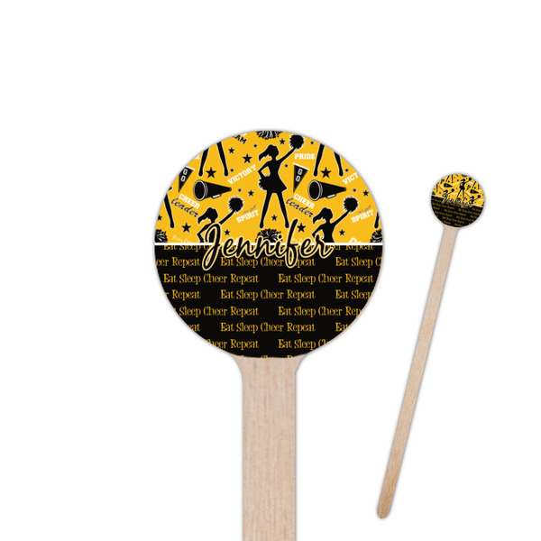 Custom Cheer 7.5" Round Wooden Stir Sticks - Single Sided (Personalized)