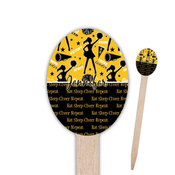 Custom Cheer Oval Wooden Food Picks (Personalized)