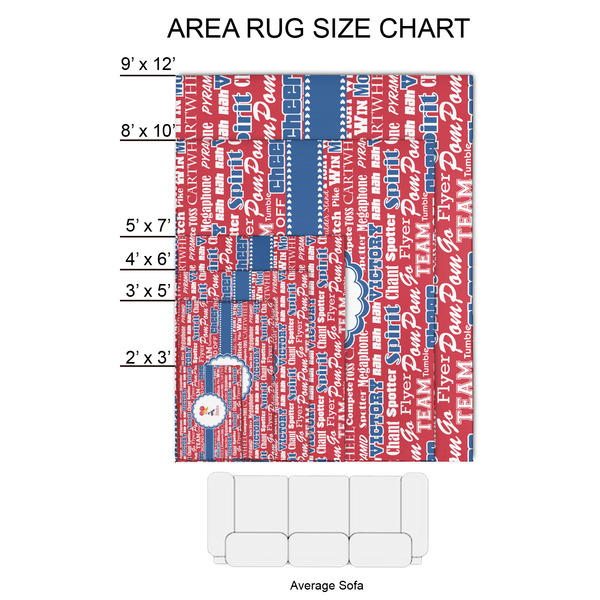 Cheerleader 2'x3' Indoor Area Rugs - Size Chart