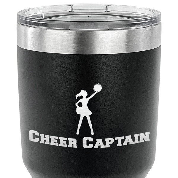 Cheerleader 30 oz Stainless Steel Ringneck Tumbler - Black - CLOSE UP