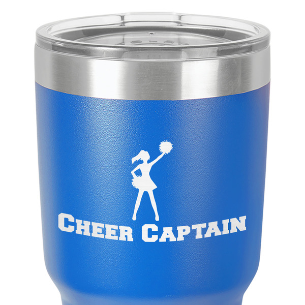 Cheerleader 30 oz Stainless Steel Ringneck Tumbler - Blue - Close Up