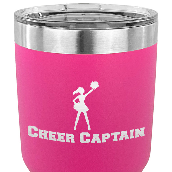 Cheerleader 30 oz Stainless Steel Ringneck Tumbler - Pink - CLOSE UP
