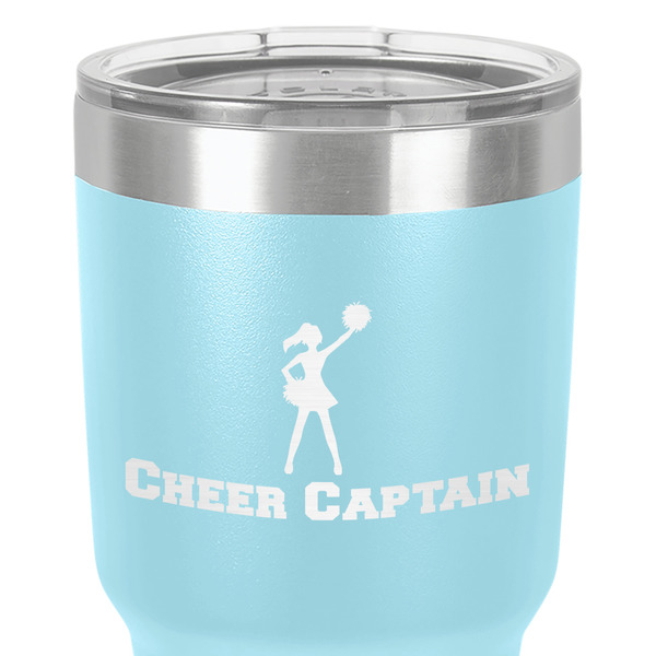Cheerleader 30 oz Stainless Steel Ringneck Tumbler - Teal - Close Up