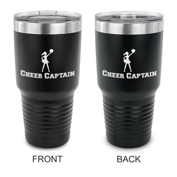 Custom Cheerleader 30 oz Stainless Steel Tumbler - Black - Double Sided (Personalized)