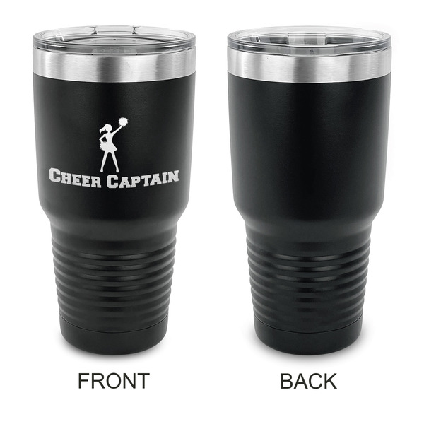 Cheerleader 30 oz Stainless Steel Ringneck Tumblers - Black - Single Sided - APPROVAL