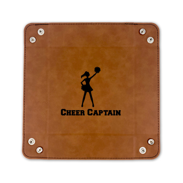 Cheerleader 6" x 6" Leatherette Snap Up Tray - FLAT FRONT