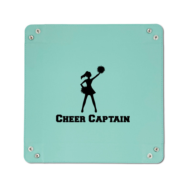 Cheerleader 6" x 6" Teal Leatherette Snap Up Tray - APPROVAL