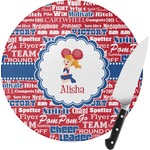 Cheerleader Round Glass Cutting Board - Small (Personalized)