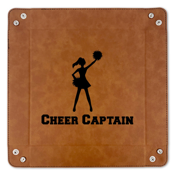 Cheerleader 9" x 9" Leatherette Snap Up Tray - APPROVAL (FLAT)