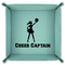 Cheerleader 9" x 9" Teal Leatherette Snap Up Tray - FOLDED