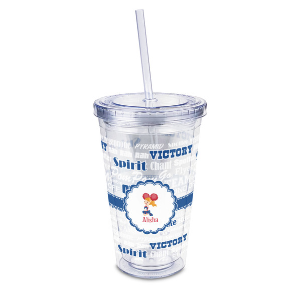 Custom Cheerleader 16oz Double Wall Acrylic Tumbler with Lid & Straw - Full Print (Personalized)