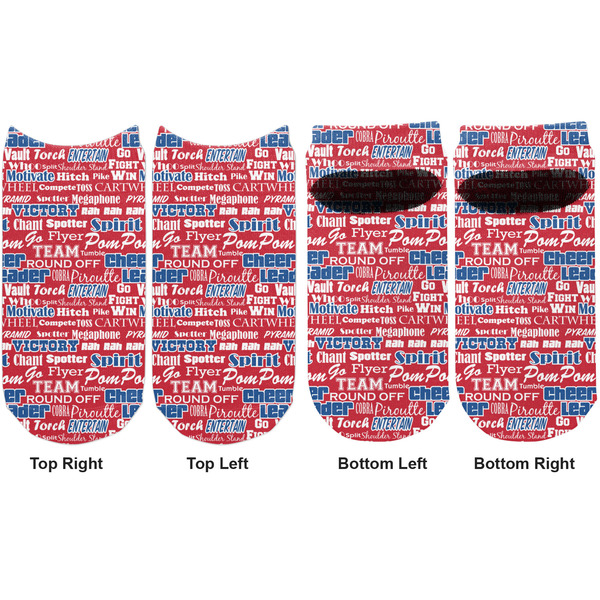 Cheerleader Adult Ankle Socks - Double Pair - Front and Back - Apvl