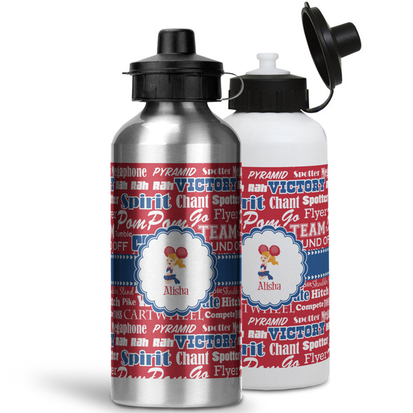 Cheerleader Aluminum Water Bottles - MAIN (white &silver)