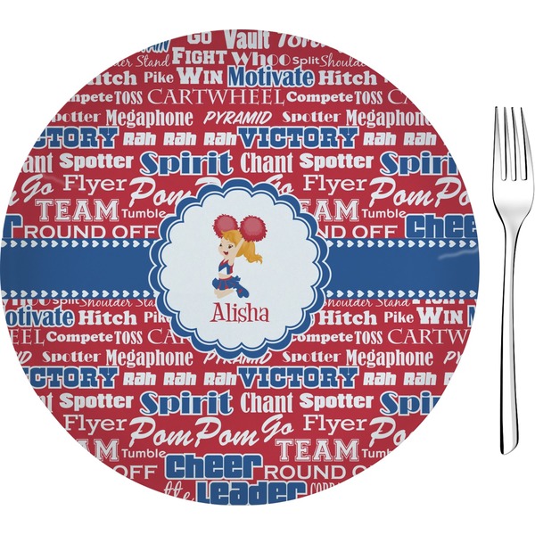 Custom Cheerleader Glass Appetizer / Dessert Plate 8" (Personalized)
