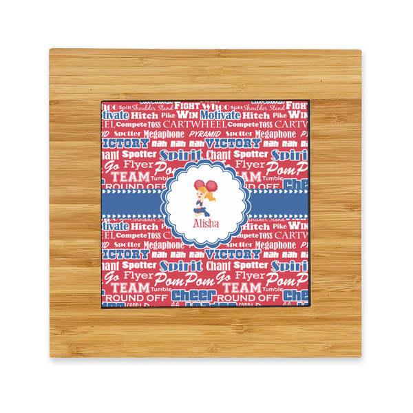 Custom Cheerleader Bamboo Trivet with Ceramic Tile Insert (Personalized)