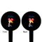 Cheerleader Black Plastic 4" Food Pick - Round - Double Sided - Front & Back