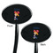 Cheerleader Black Plastic 7" Stir Stick - Double Sided - Oval - Front & Back