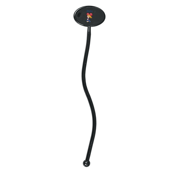 Cheerleader Black Plastic 7" Stir Stick - Oval - Single Stick