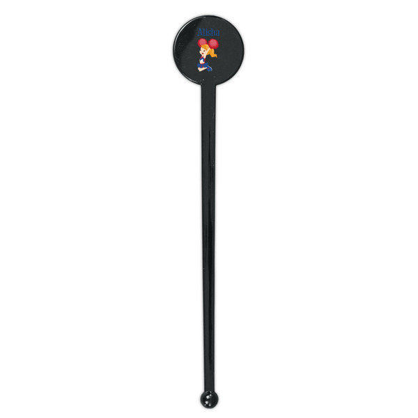 Cheerleader Black Plastic 7" Stir Stick - Round - Single Stick