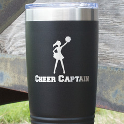 Cheerleader 20 oz Stainless Steel Tumbler - Black - Single Sided (Personalized)