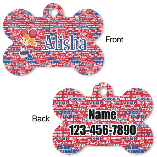 Cheerleader Bone Shaped Dog ID Tag - Large - Approval