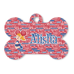 Cheerleader Bone Shaped Dog ID Tag (Personalized)