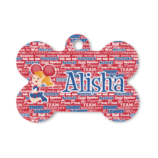 Custom Cheerleader Bone Shaped Dog ID Tag - Small (Personalized)