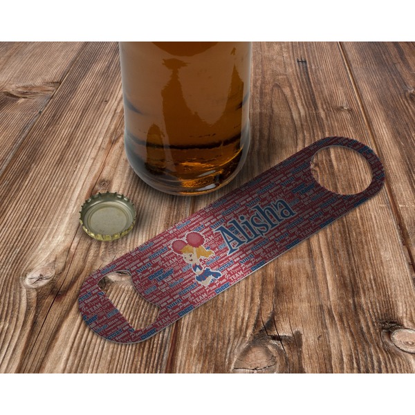 Cheerleader Bottle Opener - In Use