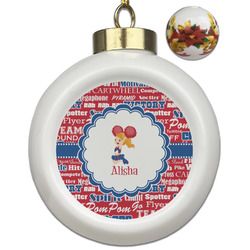 Cheerleader Ceramic Ball Ornaments - Poinsettia Garland (Personalized)